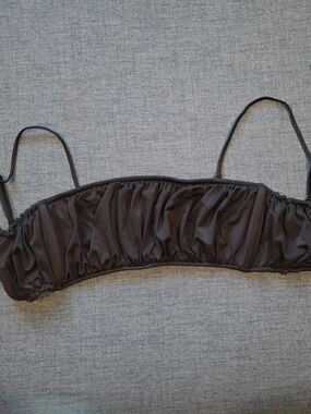 Ruched Black Bikini Top